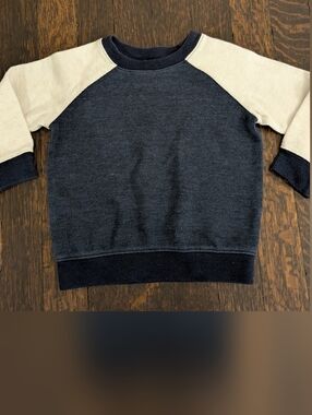 Old Navy Baby Navy and Cream Crew Baseball Sweater